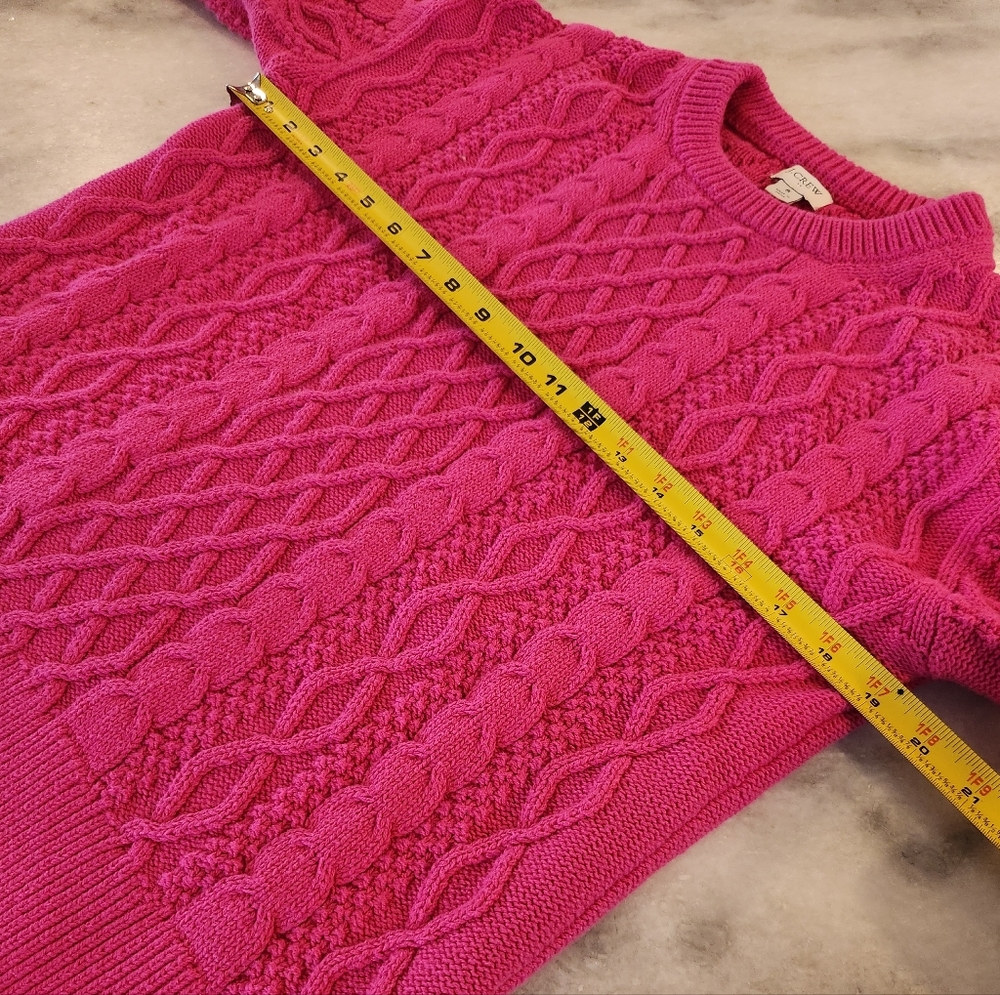 J. Crew Factory Pink Cable Knit Cotton Sweater - Women's Size Small - Picture 4 of 7